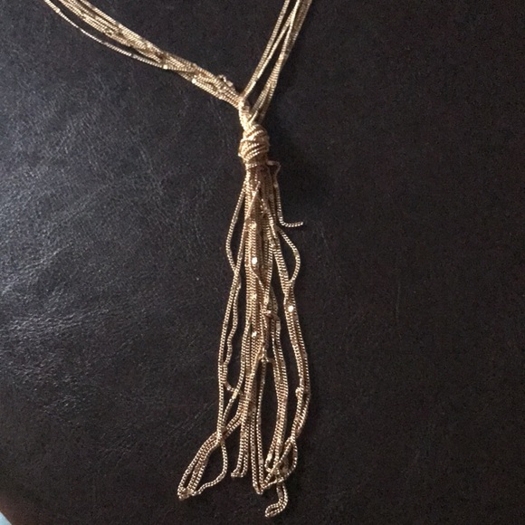 Beautiful gold multi strand knotted necklace lariat - Picture 2 of 5